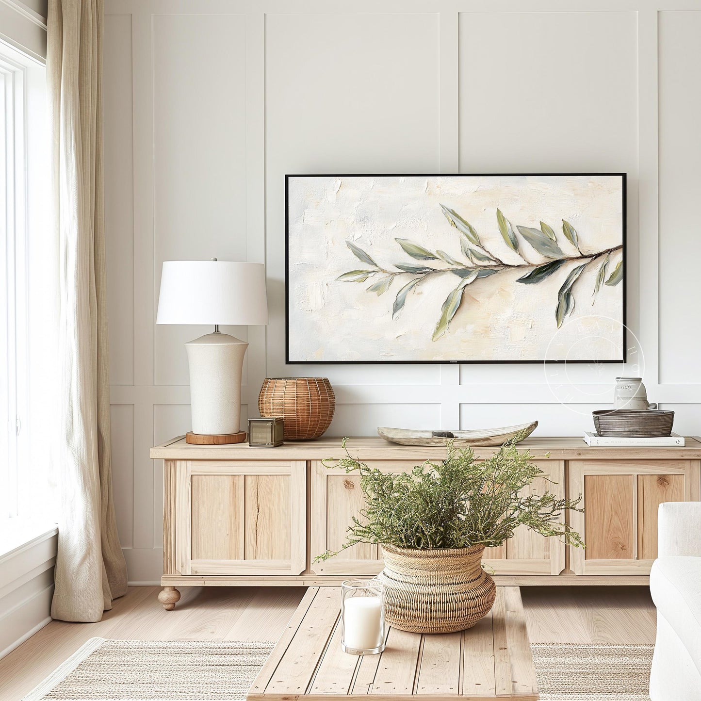 Olive Branch Frame Tv Art, Digital Download Art for Frame Tv, Spring Tv Art, Floral Tv Art, Painting Frame Tv Art, Instant Download