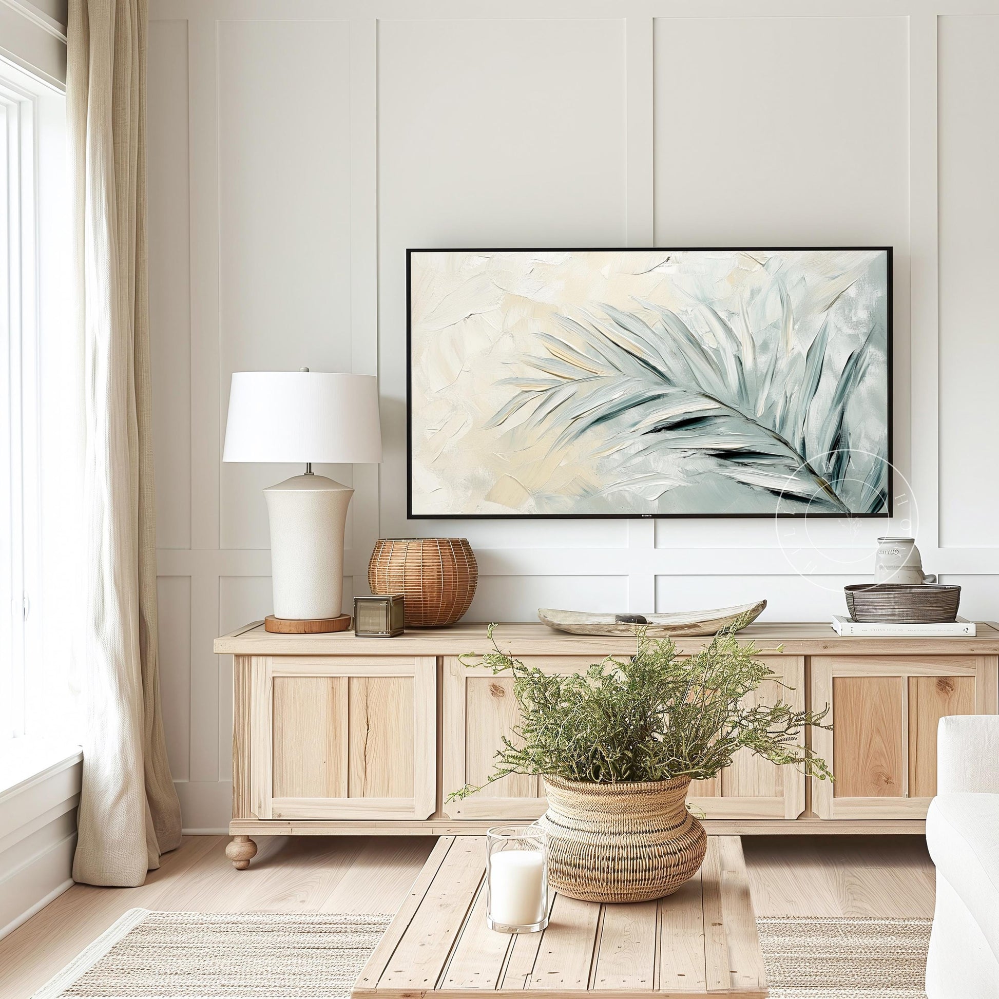 Palm Leaf Frame Tv Art, Digital Download Art for Frame Tv, Spring Tv Art, Floral Tv Art, Painting Frame Tv Art, Painting Tv Art Download