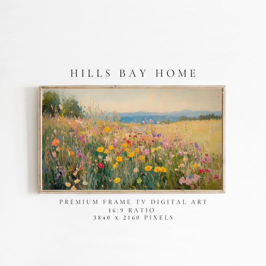 Wildflower Tv Art, Digital Download Art for Frame Tv, Spring Tv Art, Meadow Tv Art, Oil Painting Frame Tv Art, Floral Tv Art