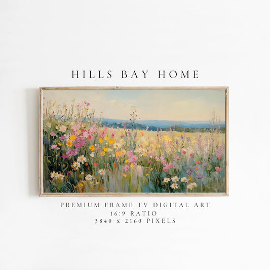 Wildflower Tv Art, Digital Download Art for Frame Tv, Spring Tv Art, Meadow Tv Art, Oil Painting Frame Tv Art, Floral Tv Art