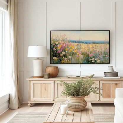 Wildflower Tv Art, Digital Download Art for Frame Tv, Spring Tv Art, Meadow Tv Art, Oil Painting Frame Tv Art, Floral Tv Art