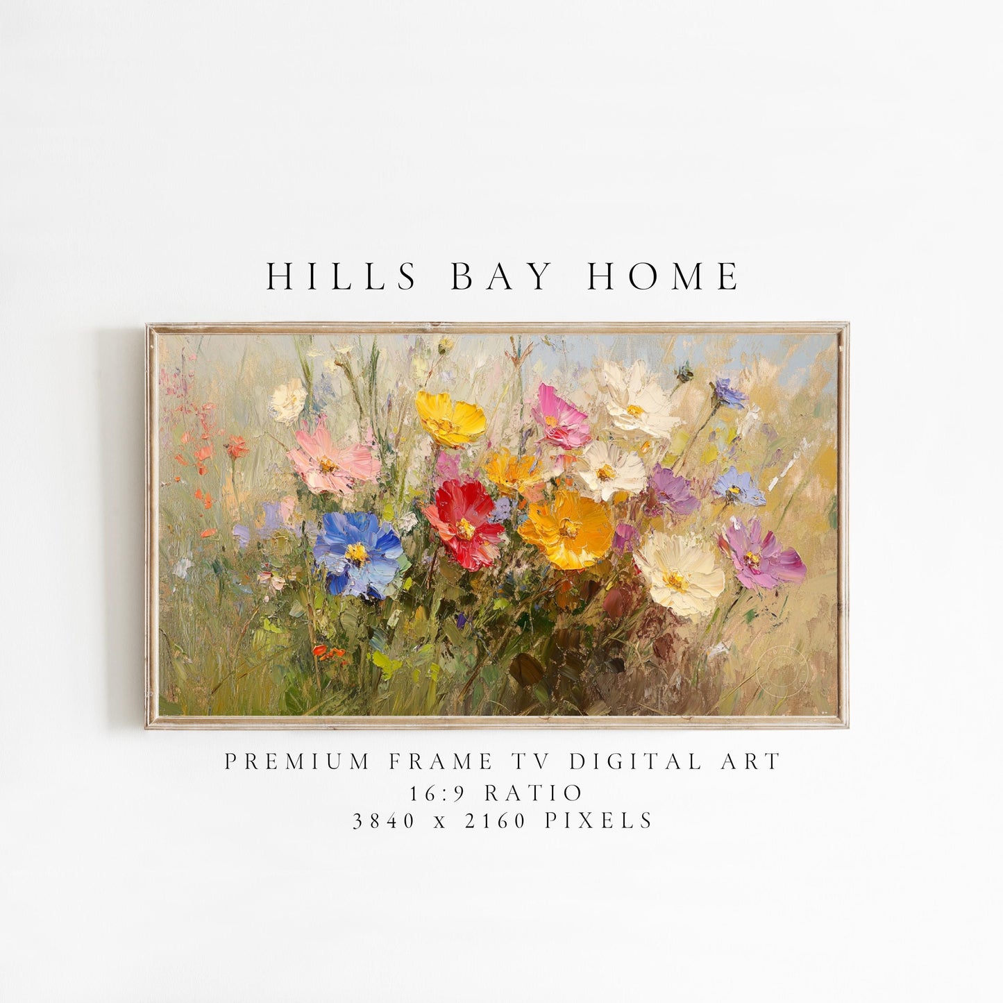 Wildflower Tv Art, Digital Download Art for Frame Tv, Spring Tv Art, Meadow Tv Art, Oil Painting Frame Tv Art, Floral Tv Art