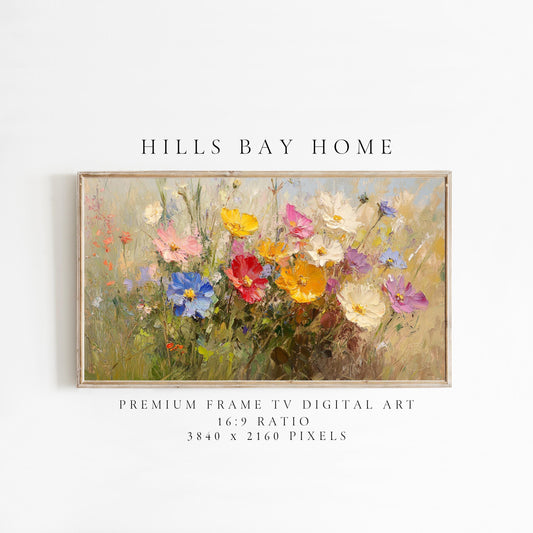 Wildflower Tv Art, Digital Download Art for Frame Tv, Spring Tv Art, Meadow Tv Art, Oil Painting Frame Tv Art, Floral Tv Art