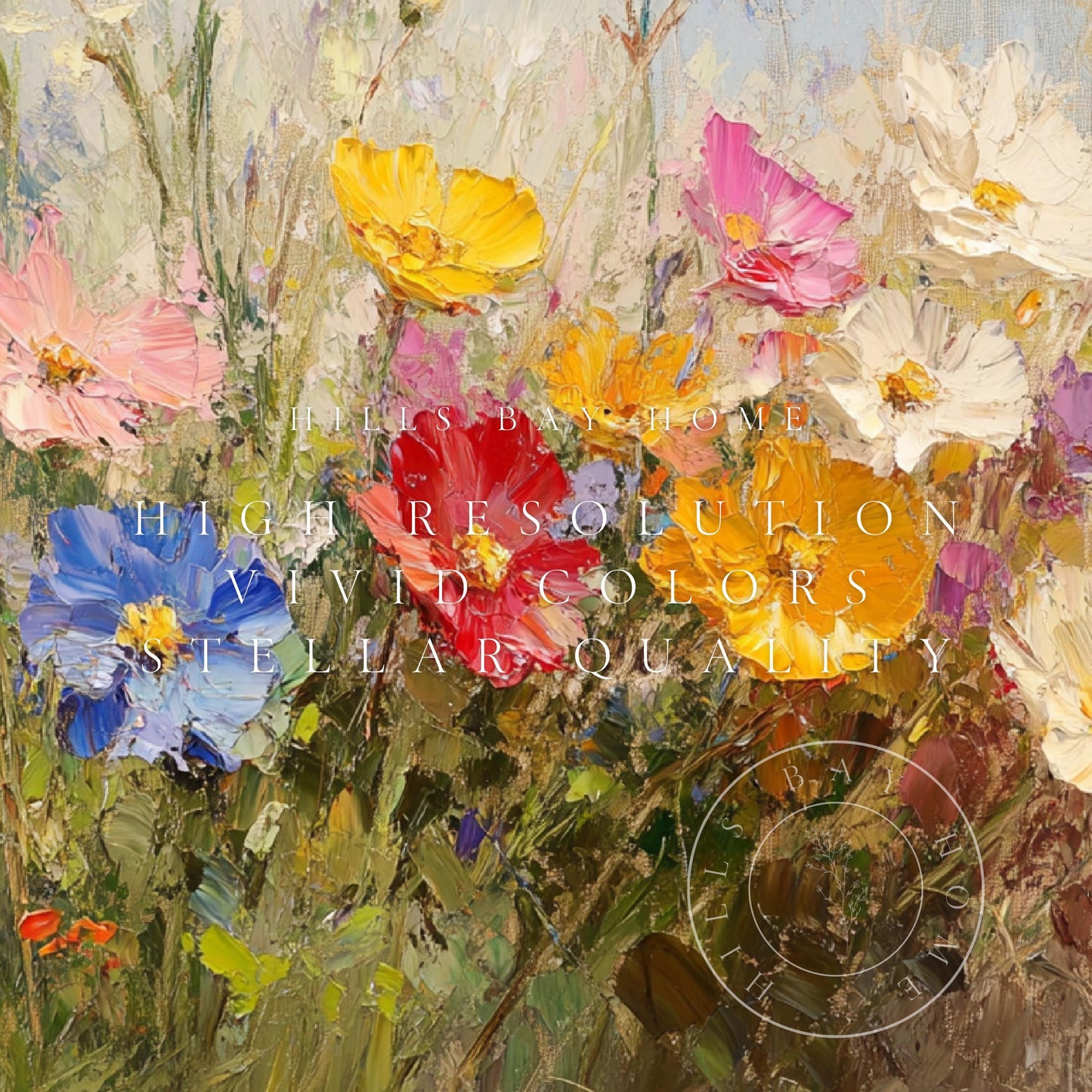Wildflower Tv Art, Digital Download Art for Frame Tv, Spring Tv Art, Meadow Tv Art, Oil Painting Frame Tv Art, Floral Tv Art