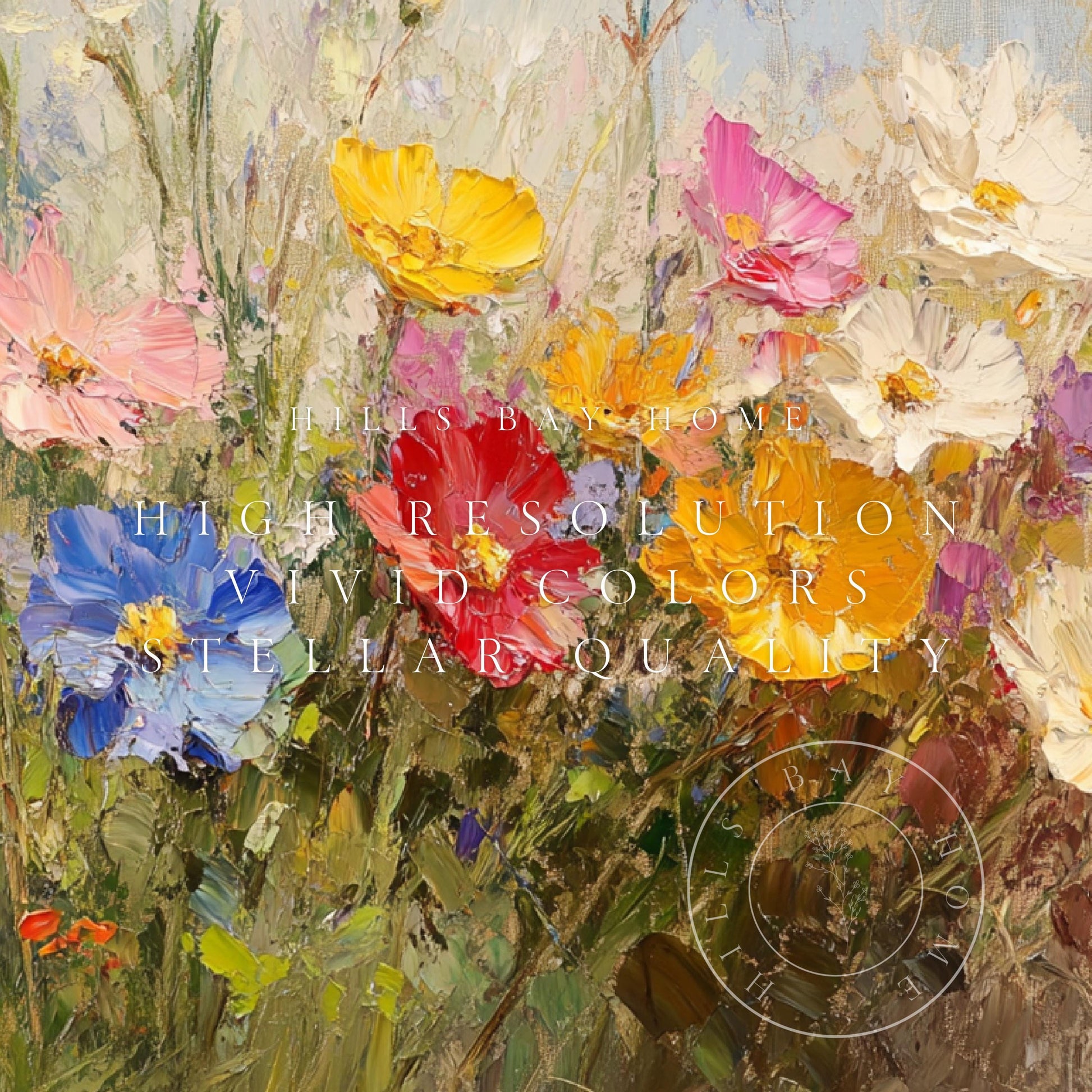 Wildflower Tv Art, Digital Download Art for Frame Tv, Spring Tv Art, Meadow Tv Art, Oil Painting Frame Tv Art, Floral Tv Art