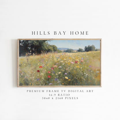 Wildflower Tv Art, Digital Download Art for Frame Tv, Spring Tv Art, Meadow Tv Art, Oil Painting Frame Tv Art, Floral Tv Art
