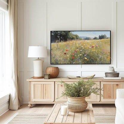 Wildflower Tv Art, Digital Download Art for Frame Tv, Spring Tv Art, Meadow Tv Art, Oil Painting Frame Tv Art, Floral Tv Art
