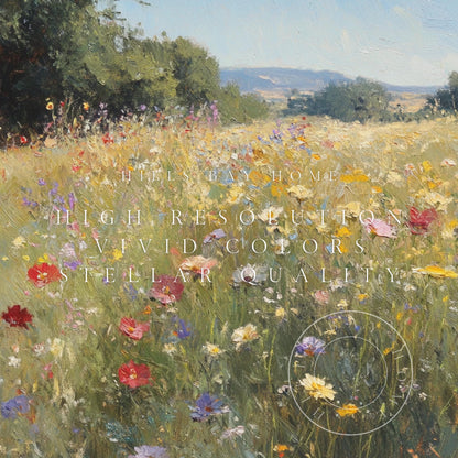 Wildflower Tv Art, Digital Download Art for Frame Tv, Spring Tv Art, Meadow Tv Art, Oil Painting Frame Tv Art, Floral Tv Art
