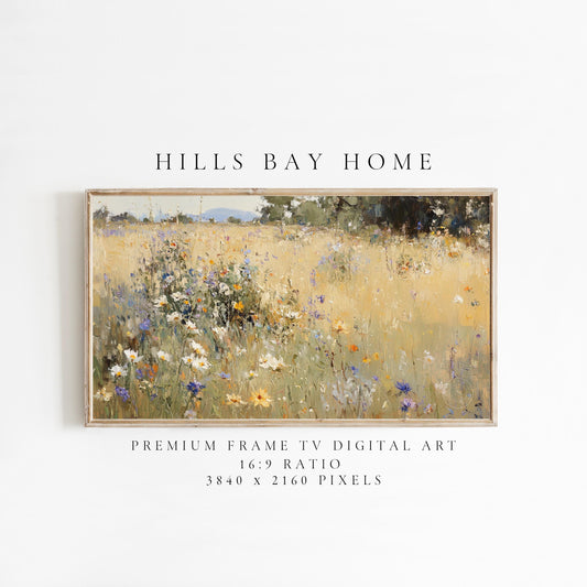 Wildflower Meadow Tv Art, Digital Download Art for Frame Tv, Spring Tv Art, Meadow Tv Art, Oil Painting Frame Tv Art, Floral Tv Art