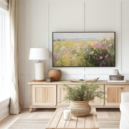 Wildflower Meadow Tv Art, Digital Download Art for Frame Tv, Spring Tv Art, Meadow Tv Art, Oil Painting Frame Tv Art, Floral Tv Art