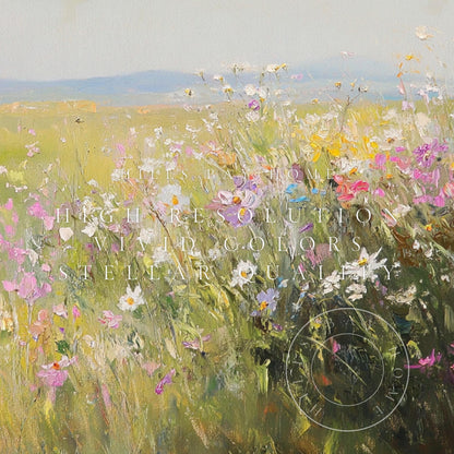 Wildflower Meadow Tv Art, Digital Download Art for Frame Tv, Spring Tv Art, Meadow Tv Art, Oil Painting Frame Tv Art, Floral Tv Art