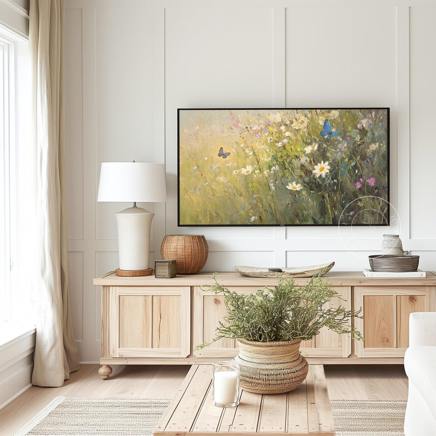 Wildflower Butterflies Tv Art, Digital Download Art for Frame Tv, Spring Tv Art, Meadow Tv Art, Oil Painting Frame Tv Art, Floral Tv Art