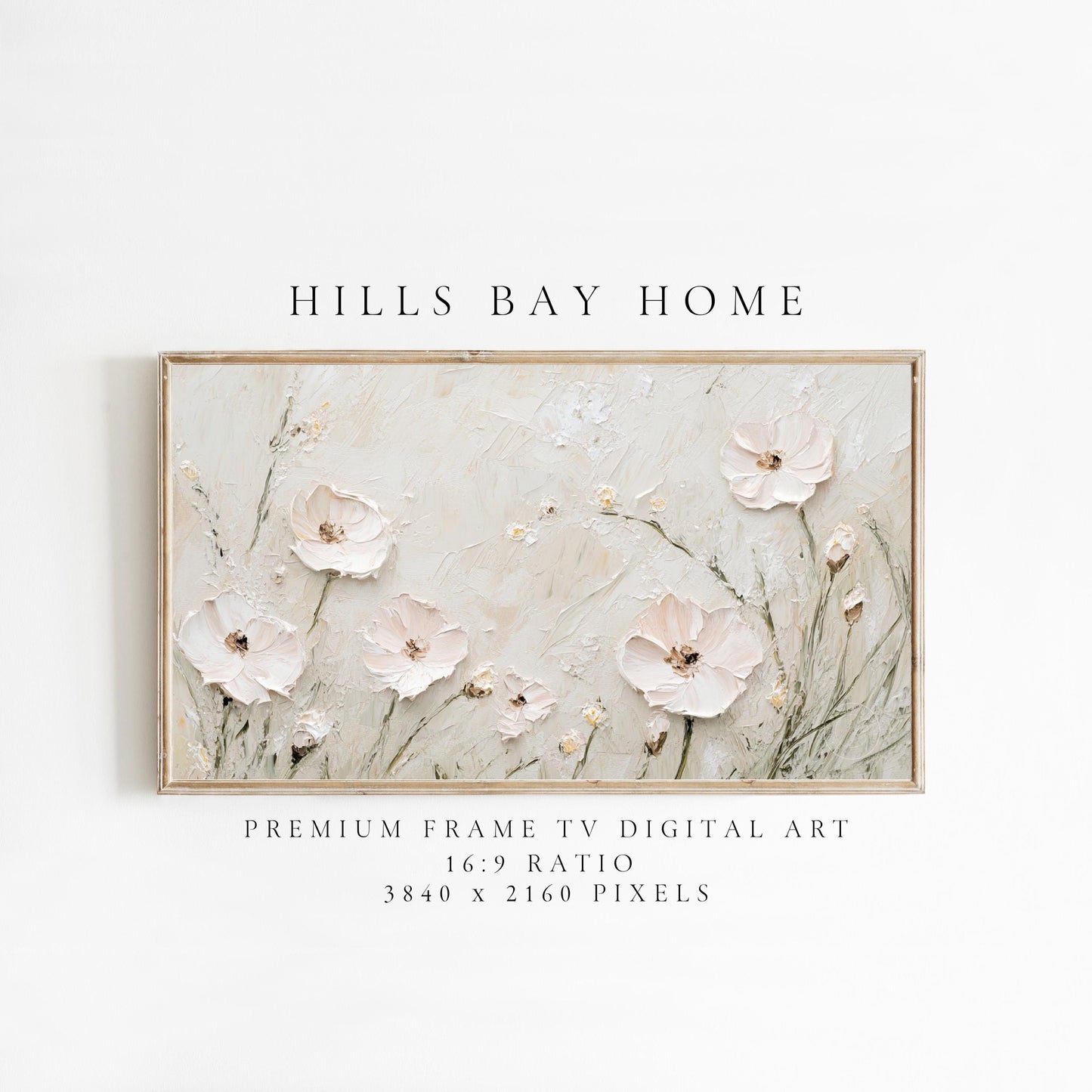 Neutral Floral Tv Art, Digital Download Art for Frame Tv, Spring Tv Art, Flower Tv Art, Oil Painting Frame Tv Art, Floral Tv Art