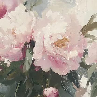 Pink Peonies Tv Art, Digital Download Art for Frame Tv, Spring Tv Art, Flower Tv Art, Oil Painting Frame Tv Art, Floral Tv Art