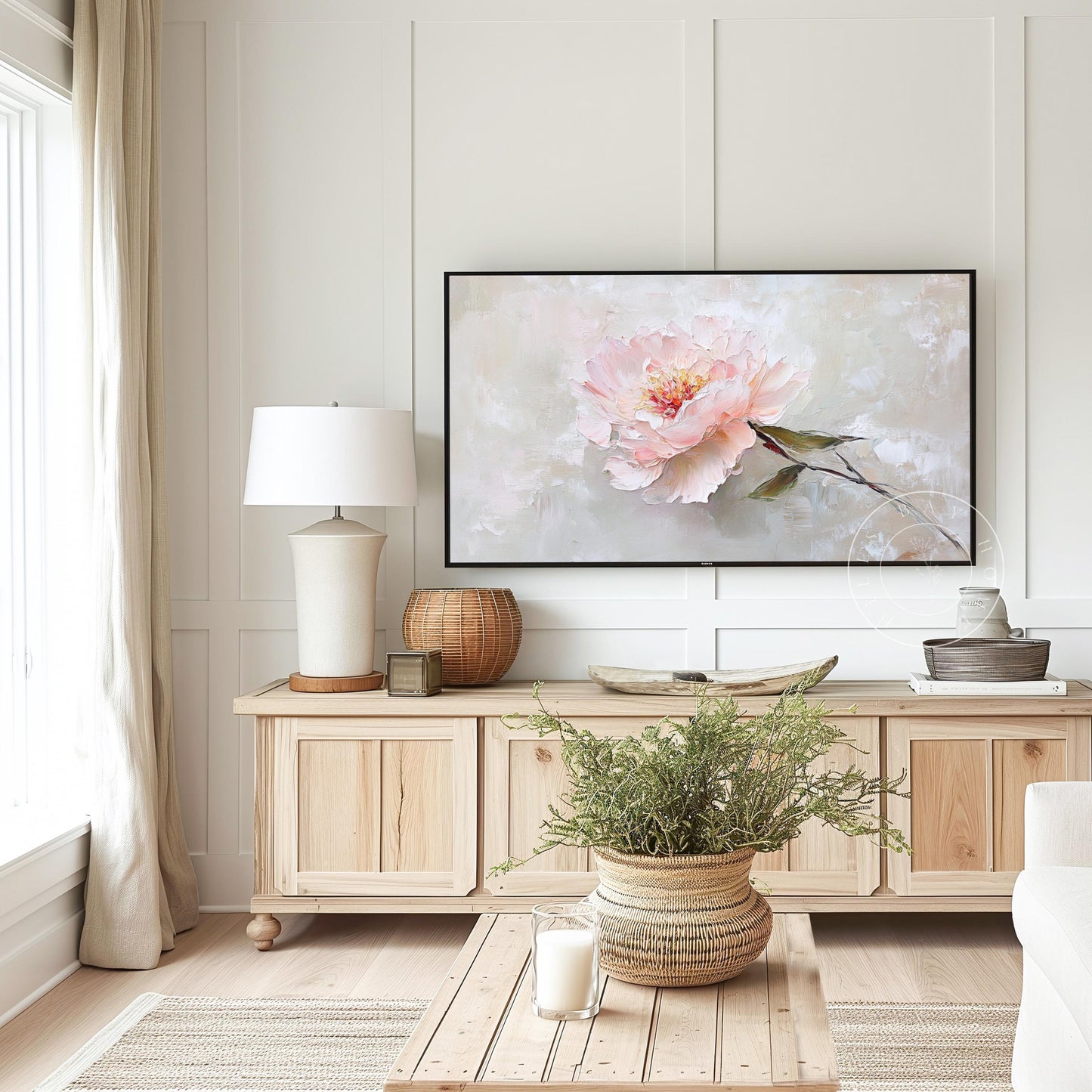 Pink Peonies Tv Art, Digital Download Art for Frame Tv, Spring Tv Art, Flower Tv Art, Oil Painting Frame Tv Art, Floral Tv Art