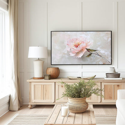 Pink Peonies Tv Art, Digital Download Art for Frame Tv, Spring Tv Art, Flower Tv Art, Oil Painting Frame Tv Art, Floral Tv Art