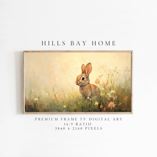 Bunny Frame Tv Art, Digital Download Art for Frame Tv, Spring Meadow Tv Art, Spring Tv Art, Easter Frame Tv Art, Instant Download Frame Tv