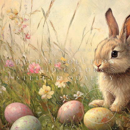 Bunny with Easter Eggs Frame Tv Art, Digital Download Art for Frame Tv, Spring Meadow Tv Art, Spring Tv Art, Easter Frame Tv Art, Instant