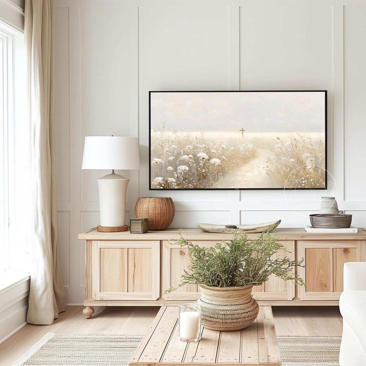 Cross Frame Tv Art, Digital Download Art for Frame Tv, Meadow Tv Art, Spring Tv Art, Easter Frame Tv Art, Instant Download, Religious Tv Art