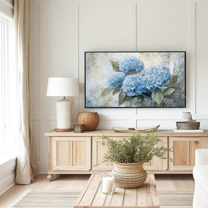 Blue Hydrangeas Frame Tv Art, Digital Download Art for Frame Tv, Spring Tv Art, Floral Tv Art, Oil Painting Frame Tv Art, Instant Download