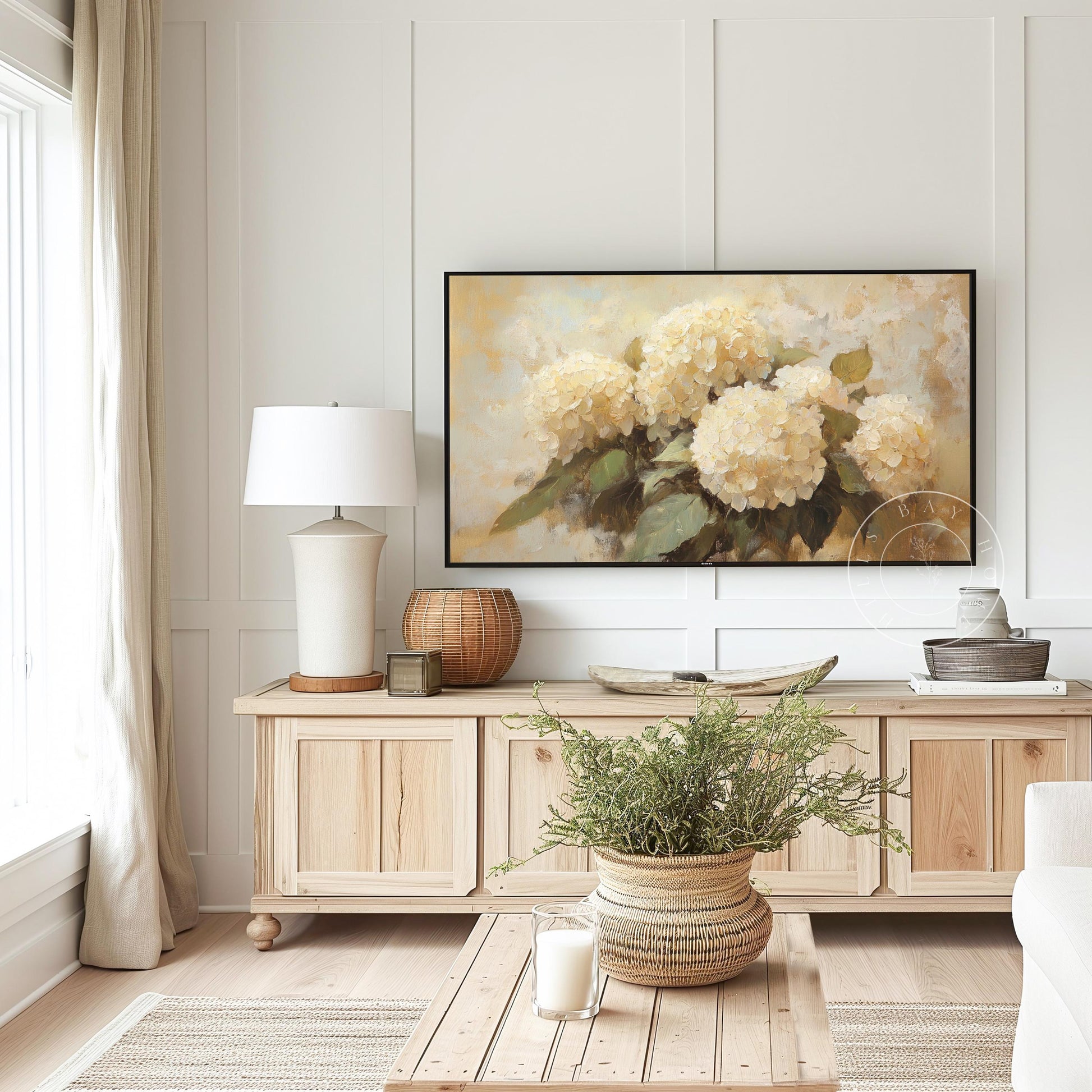 Hydrangeas Frame Tv Art, Digital Download Art for Frame Tv, Spring Tv Art, Floral Tv Art, Oil Painting Frame Tv Art, Instant Download