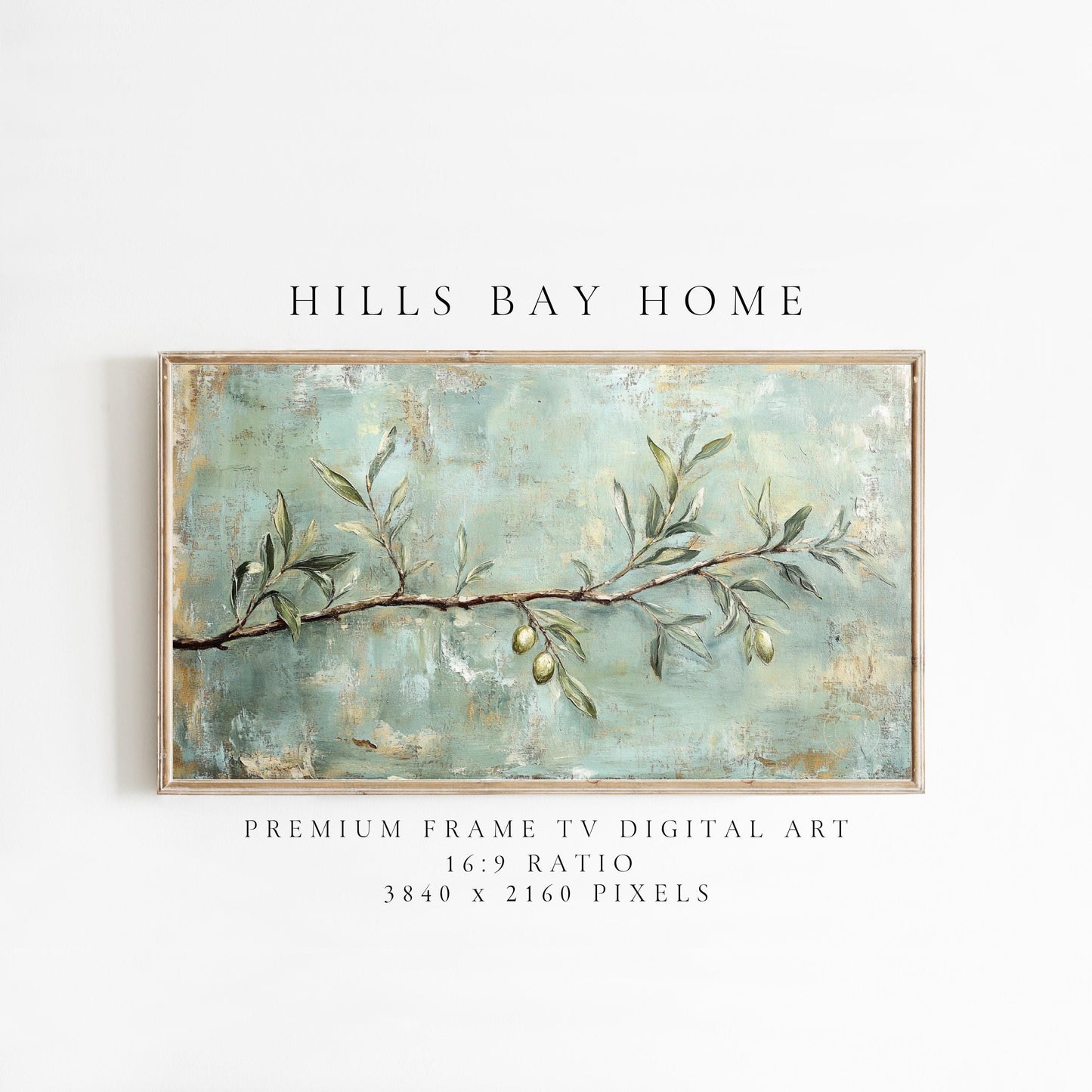 Olive Branch Frame Tv Art, Digital Download Art for Frame Tv, Spring Tv Art, Floral Tv Art, Oil Painting Frame Tv Art, Instant Download