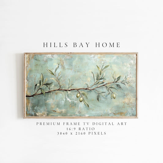Olive Branch Frame Tv Art, Digital Download Art for Frame Tv, Spring Tv Art, Floral Tv Art, Oil Painting Frame Tv Art, Instant Download