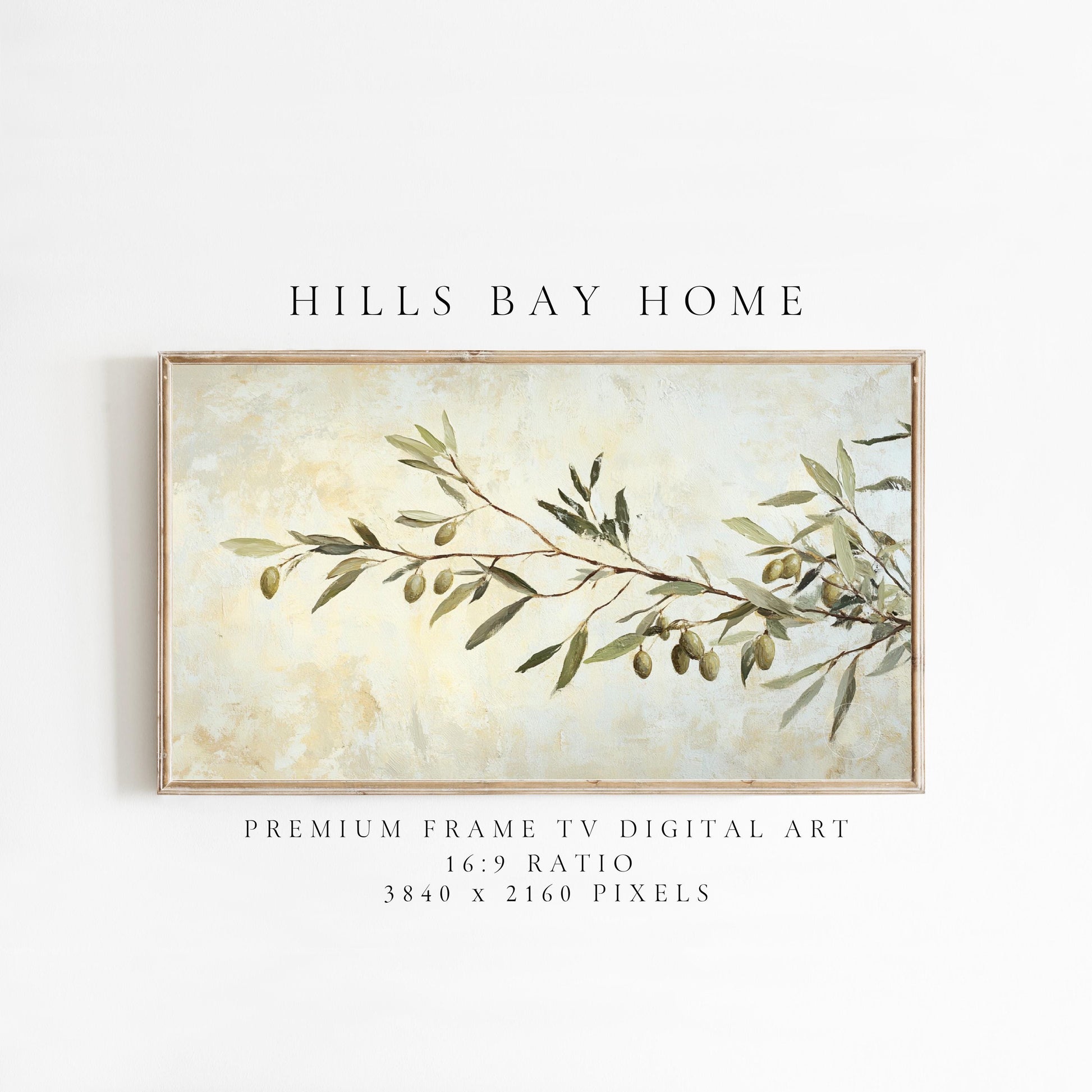 Olive Branch Frame Tv Art, Digital Download Art for Frame Tv, Spring Tv Art, Floral Tv Art, Oil Painting Frame Tv Art, Instant Download