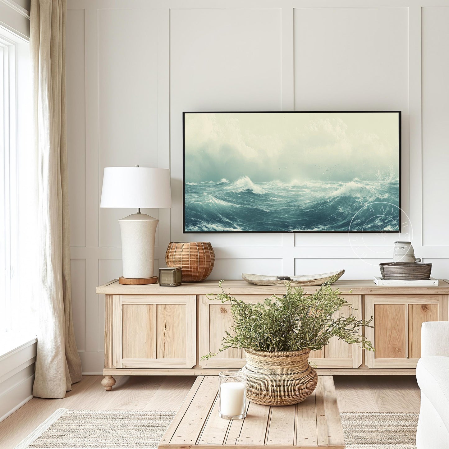 Rough Seas Frame Tv Art, Digital Download Art for Frame Tv, Ocean Tv Art, Coastal Tv Art, Oil Painting Frame Tv Art, Instant Download