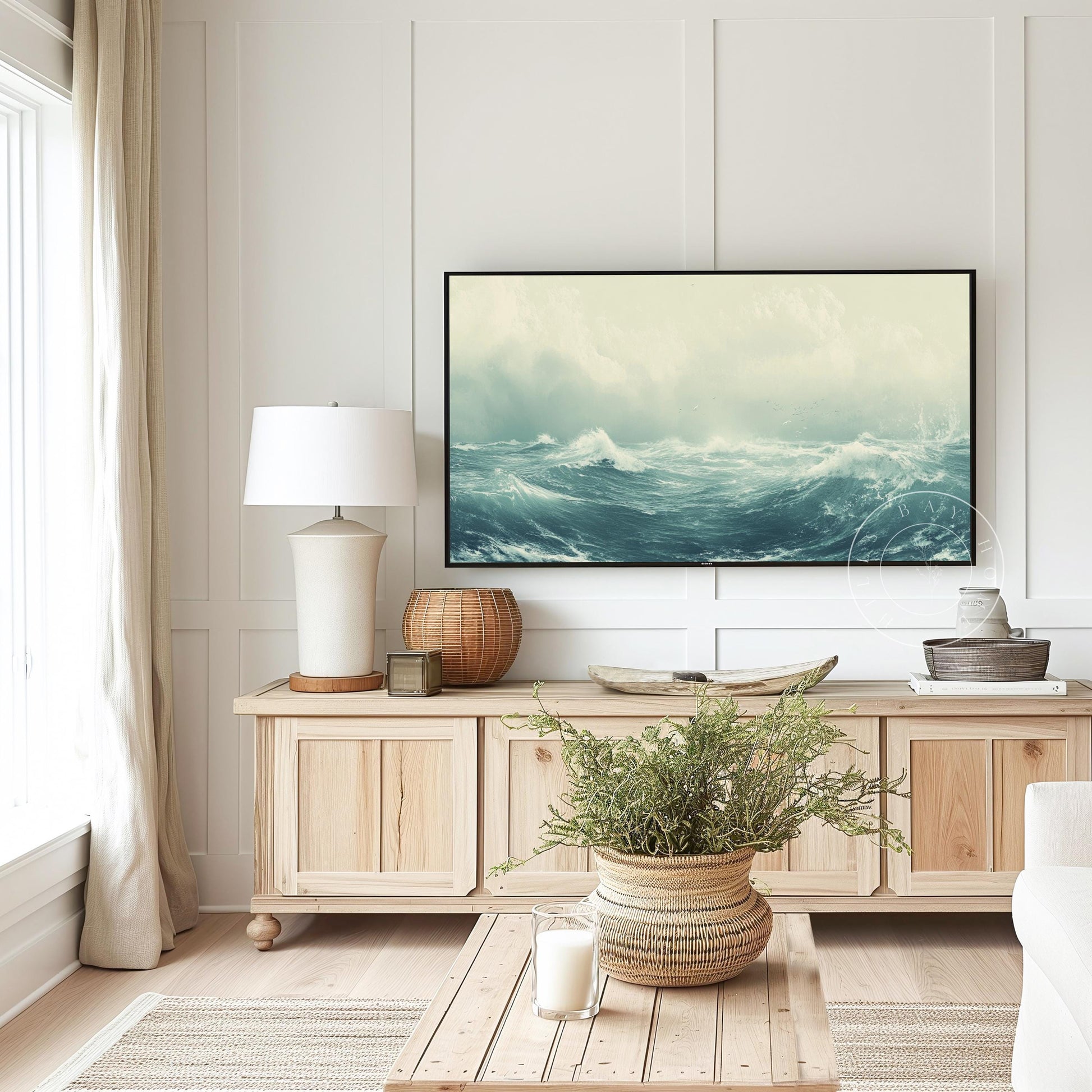 Rough Seas Frame Tv Art, Digital Download Art for Frame Tv, Ocean Tv Art, Coastal Tv Art, Oil Painting Frame Tv Art, Instant Download