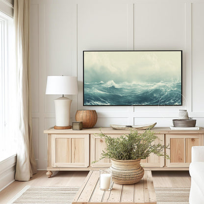 Rough Seas Frame Tv Art, Digital Download Art for Frame Tv, Ocean Tv Art, Coastal Tv Art, Oil Painting Frame Tv Art, Instant Download