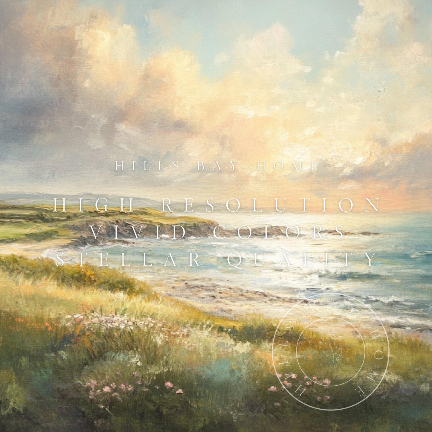 Coastal Meadow Frame Tv Art, Digital Download Art for Frame Tv, Ocean Tv Art, Coastal Tv Art, Oil Painting Frame Tv Art, Instant Download