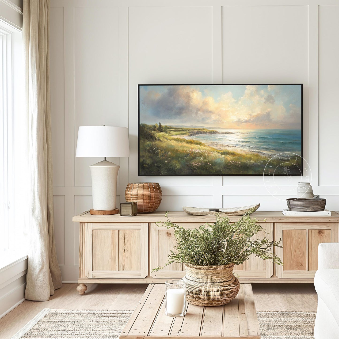 Coastal Meadow Frame Tv Art, Digital Download Art for Frame Tv, Ocean Tv Art, Coastal Tv Art, Oil Painting Frame Tv Art, Instant Download