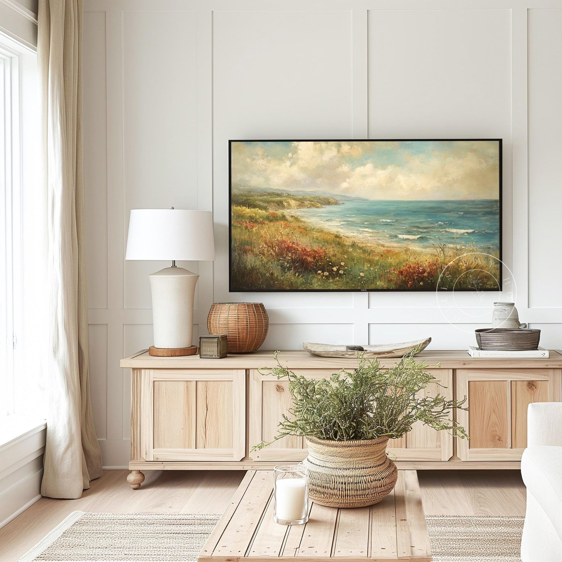 Spring Coast Frame Tv Art, Digital Download Art for Frame Tv, Ocean Tv Art, Coastal Tv Art, Oil Painting Frame Tv Art, Instant Download