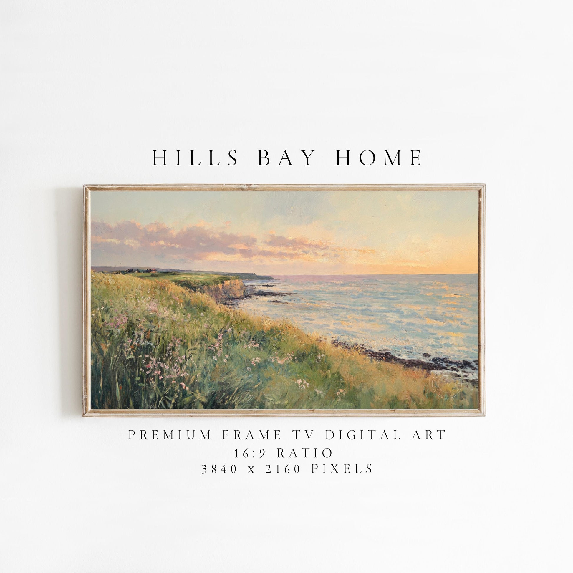 Coastal Sunset Frame Tv Art, Digital Download Art for Frame Tv, Ocean Tv Art, Coastal Tv Art, Oil Painting Frame Tv Art, Instant Download