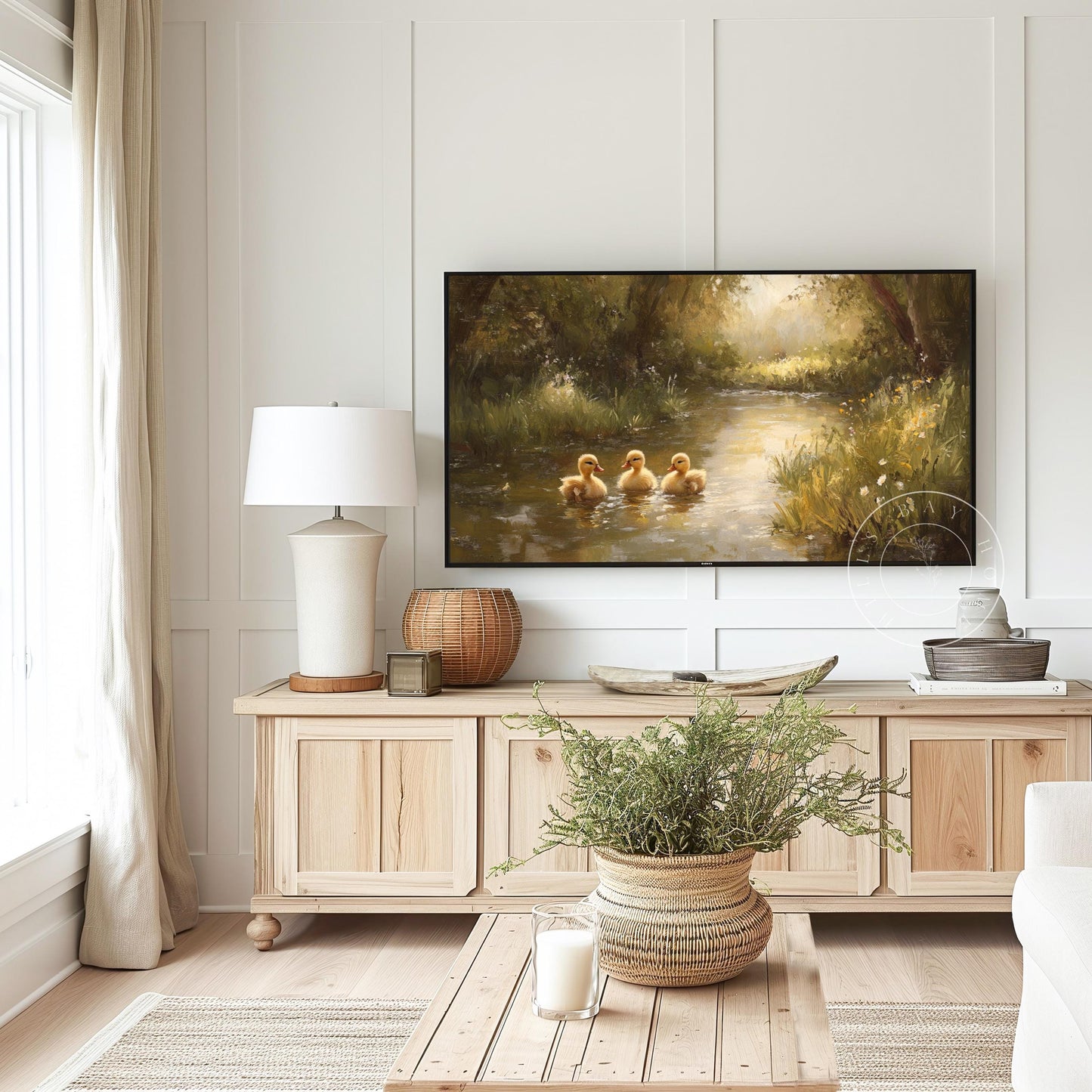 Swimming Ducklings Tv Art, Digital Download Art for Frame Tv, Spring Tv Art, Easter Tv Art, Oil Painting Frame Tv Art, Instant Download