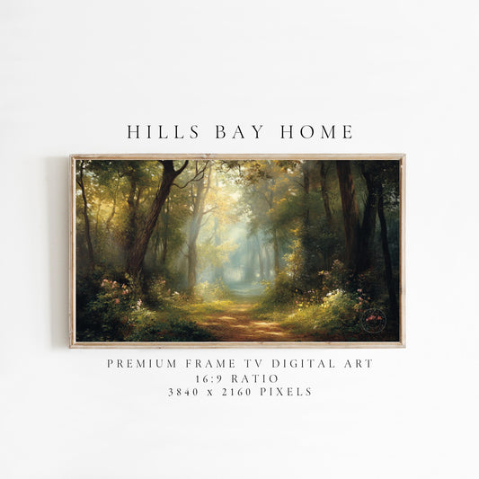 Path in the Woods Tv Art, Digital Download Art for Frame Tv, Spring Tv Art, Wilderness Tv Art, Oil Painting Frame Tv Art, Instant Download
