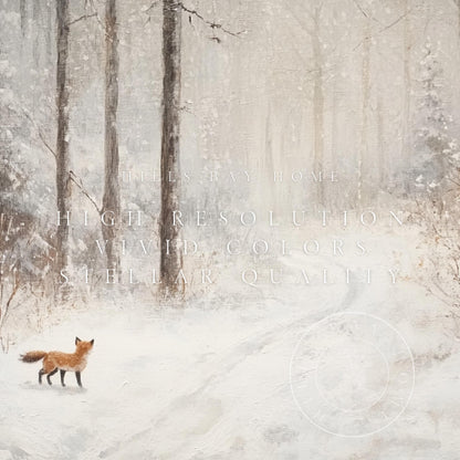 Winter Fox Tv Art, Digital Download Art for Frame Tv, Snow Tv Art, Wilderness Tv Art, Oil Painting Frame Tv Art, Instant Download