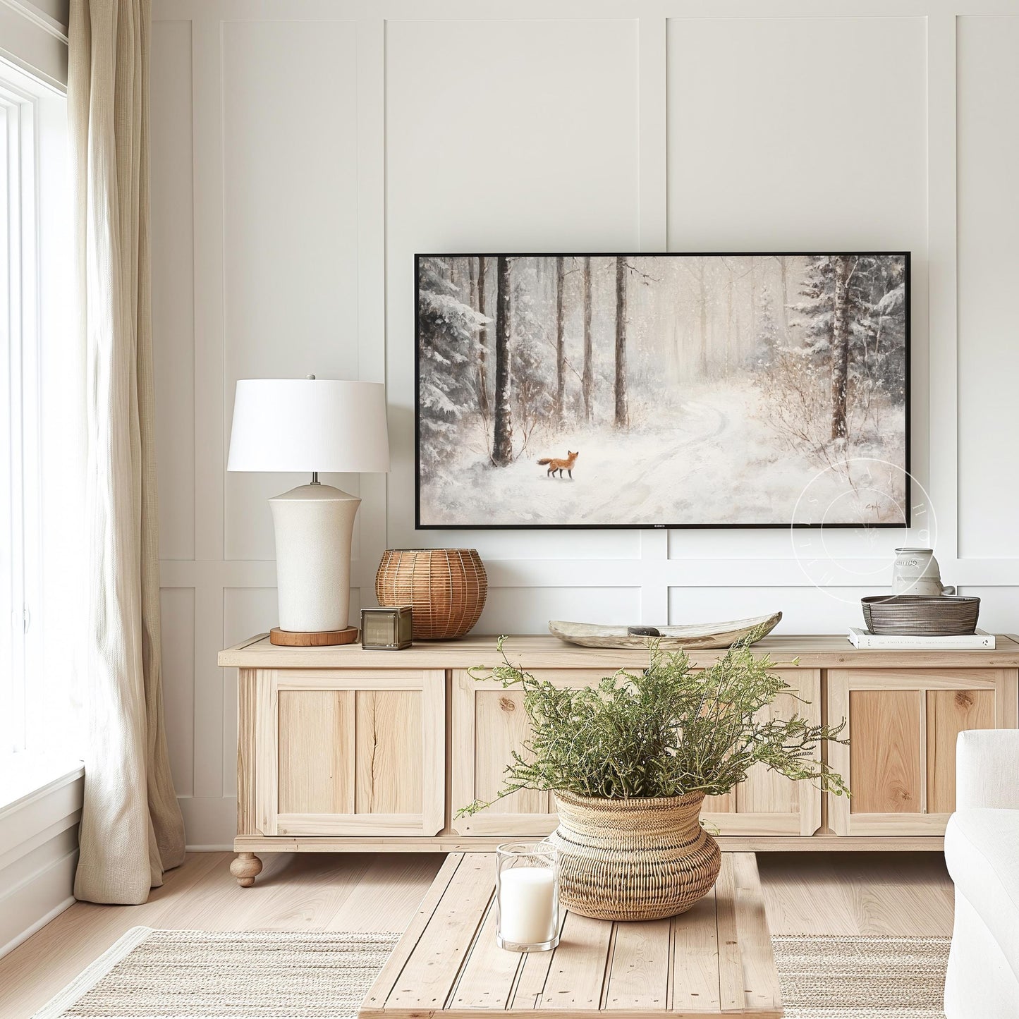 Winter Fox Tv Art, Digital Download Art for Frame Tv, Snow Tv Art, Wilderness Tv Art, Oil Painting Frame Tv Art, Instant Download