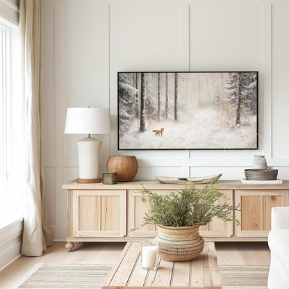 Winter Fox Tv Art, Digital Download Art for Frame Tv, Snow Tv Art, Wilderness Tv Art, Oil Painting Frame Tv Art, Instant Download