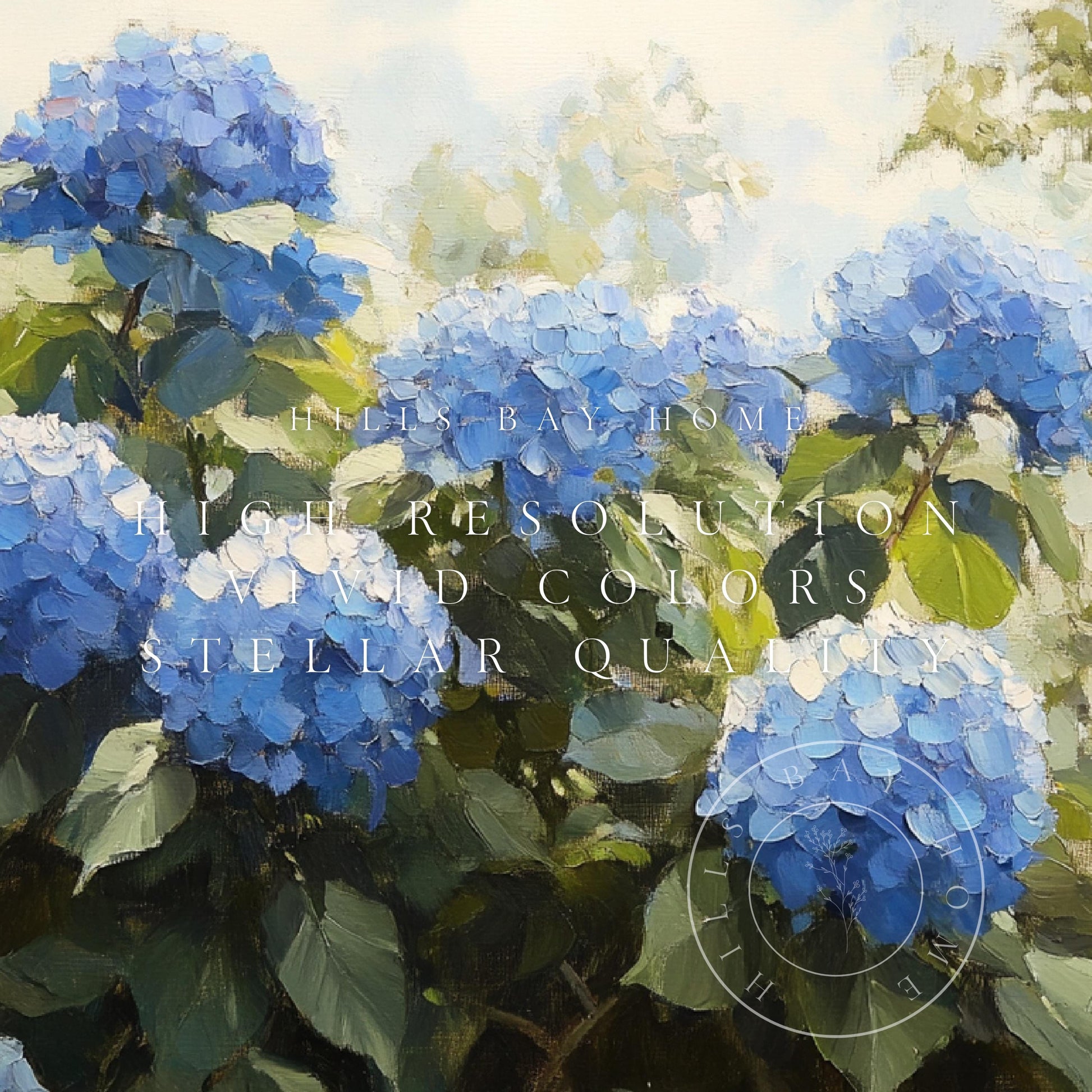 Blue Hydrangeas Frame Tv Art, Digital Download Art for Frame Tv, Spring Tv Art, Floral Tv Art, Oil Painting Frame Tv Art, Instant Download