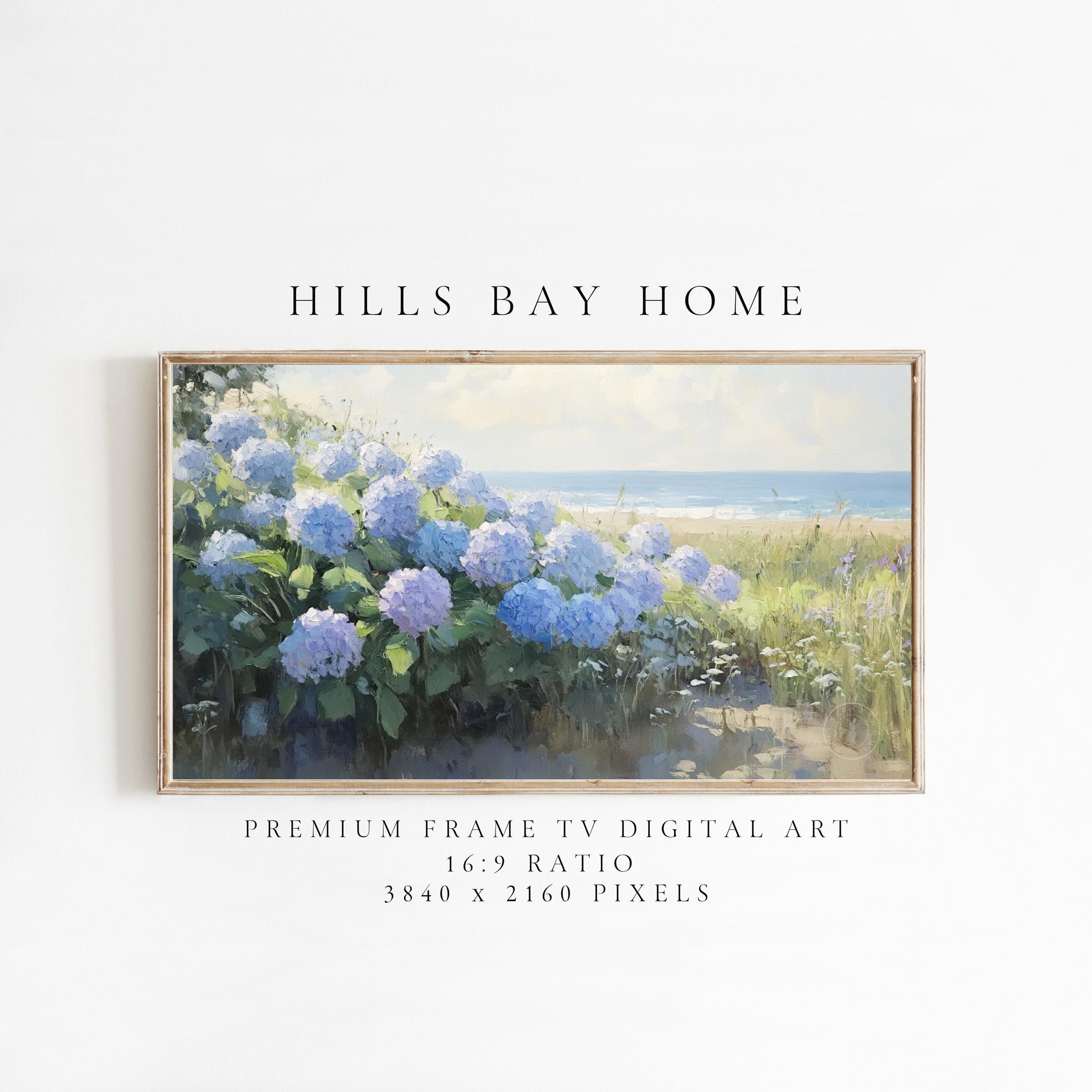 Blue Hydrangeas Frame Tv Art, Digital Download Art for Frame Tv, Spring Tv Art, Floral Tv Art, Oil Painting Frame Tv Art, Cape Code Art