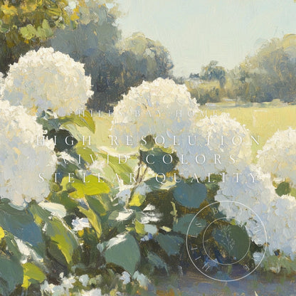 White Hydrangeas Frame Tv Art, Digital Download Art for Frame Tv, Spring Tv Art, Floral Tv Art, Oil Painting Frame Tv Art, Instant Download