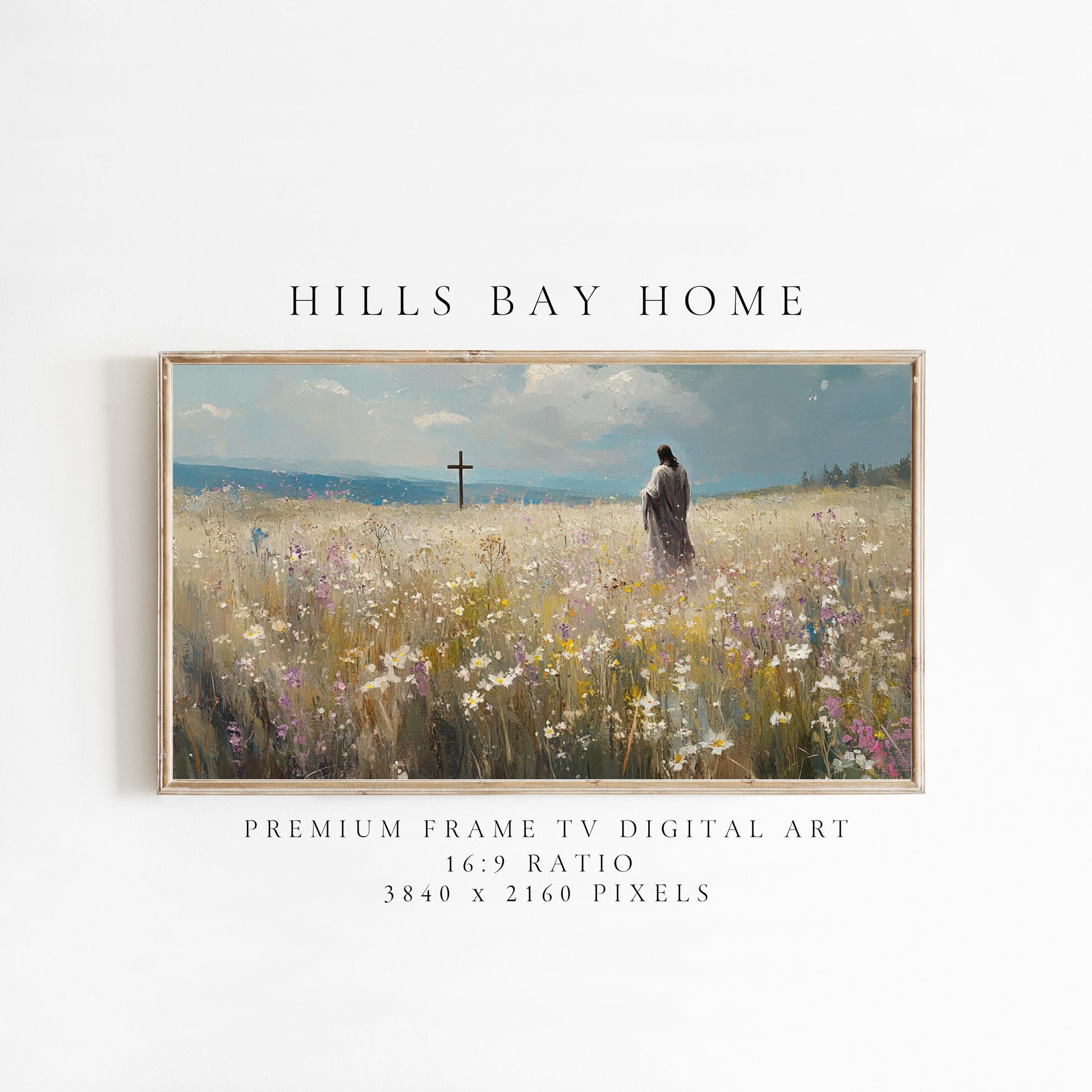 Jesus in a Meadow Frame Tv Art, Digital Art for Frame Tv, Meadow Tv Art, Christian Art, Easter Frame Tv Art, Religious Tv Art