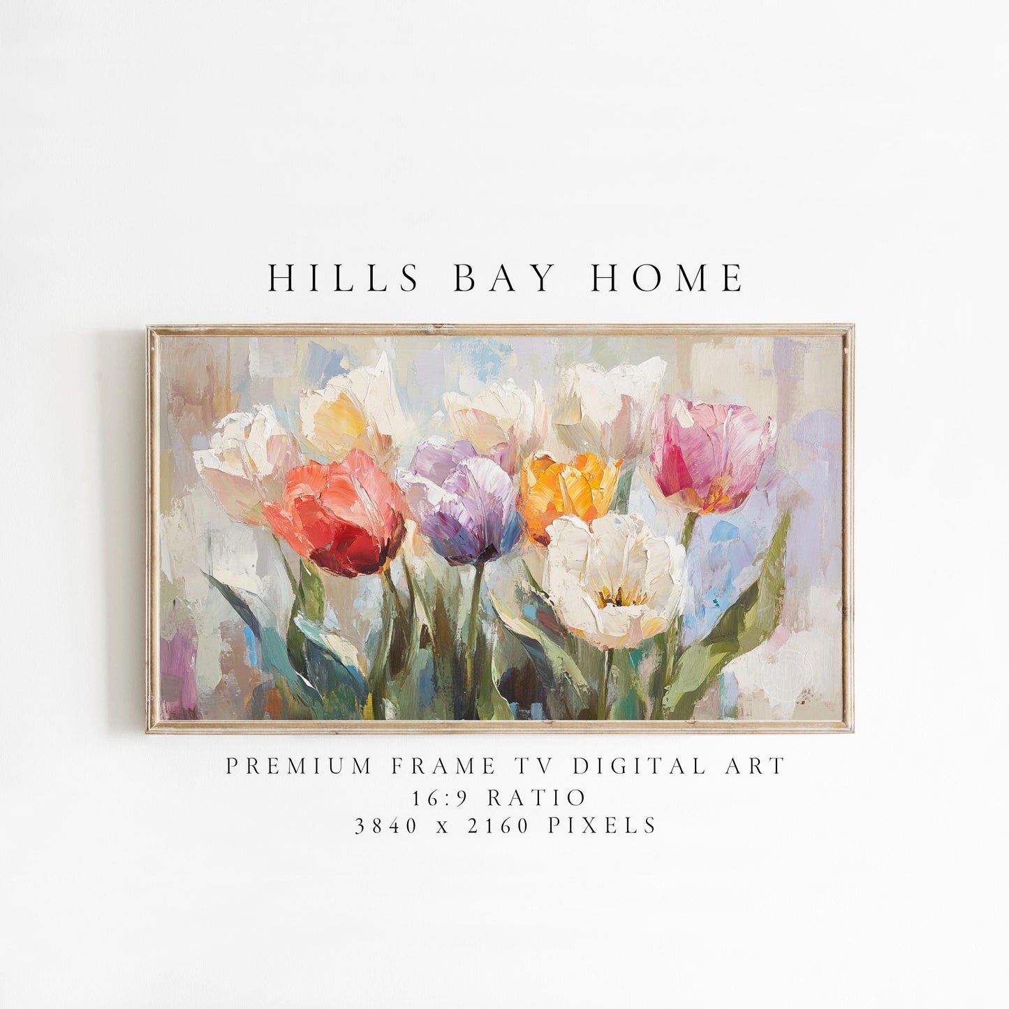 Tulips Frame Tv Art, Digital Download Art for Frame Tv, Spring Tv Art, Floral Tv Art, Oil Painting Frame Tv Art, Instant Download Frame Tv