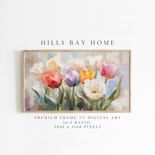 Tulips Frame Tv Art, Digital Download Art for Frame Tv, Spring Tv Art, Floral Tv Art, Oil Painting Frame Tv Art, Instant Download Frame Tv