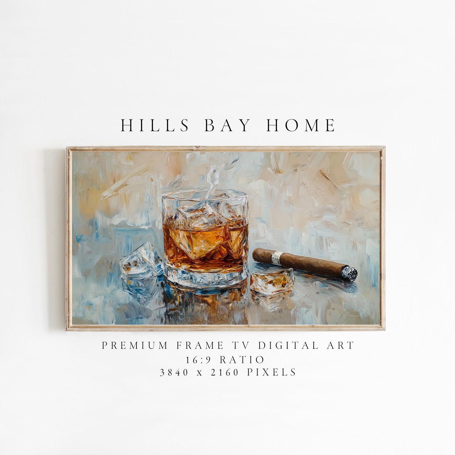 Bourbon and Cigar Tv Art, Digital Download Art for Frame Tv, Spring Tv Art, Floral Tv Art, Oil Painting Frame Tv Art, Bar Art