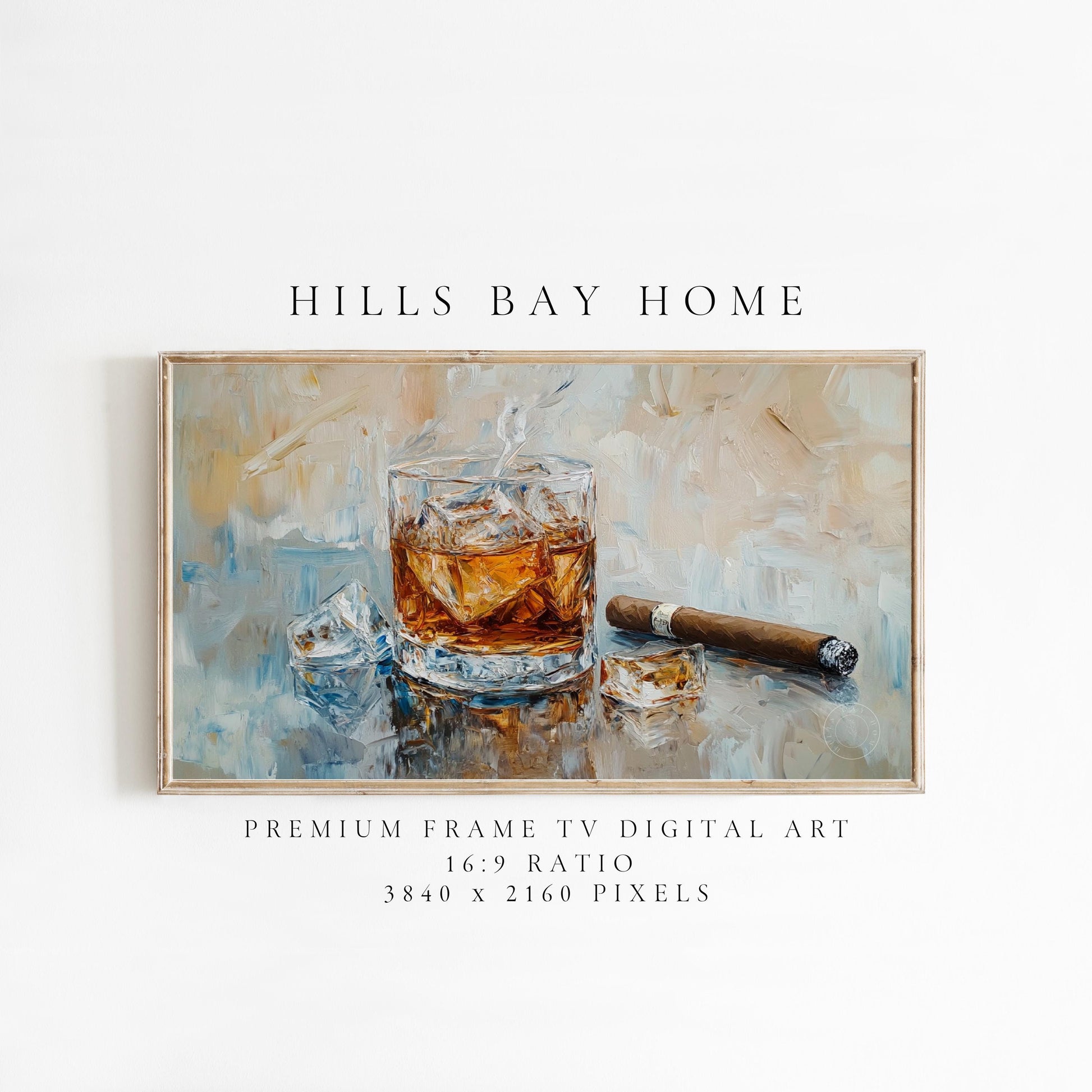 Bourbon and Cigar Tv Art, Digital Download Art for Frame Tv, Spring Tv Art, Floral Tv Art, Oil Painting Frame Tv Art, Bar Art