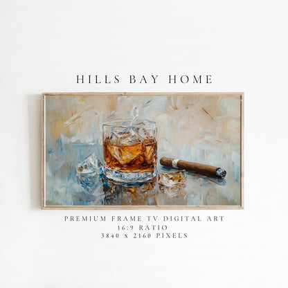 Bourbon and Cigar Tv Art, Digital Download Art for Frame Tv, Spring Tv Art, Floral Tv Art, Oil Painting Frame Tv Art, Bar Art