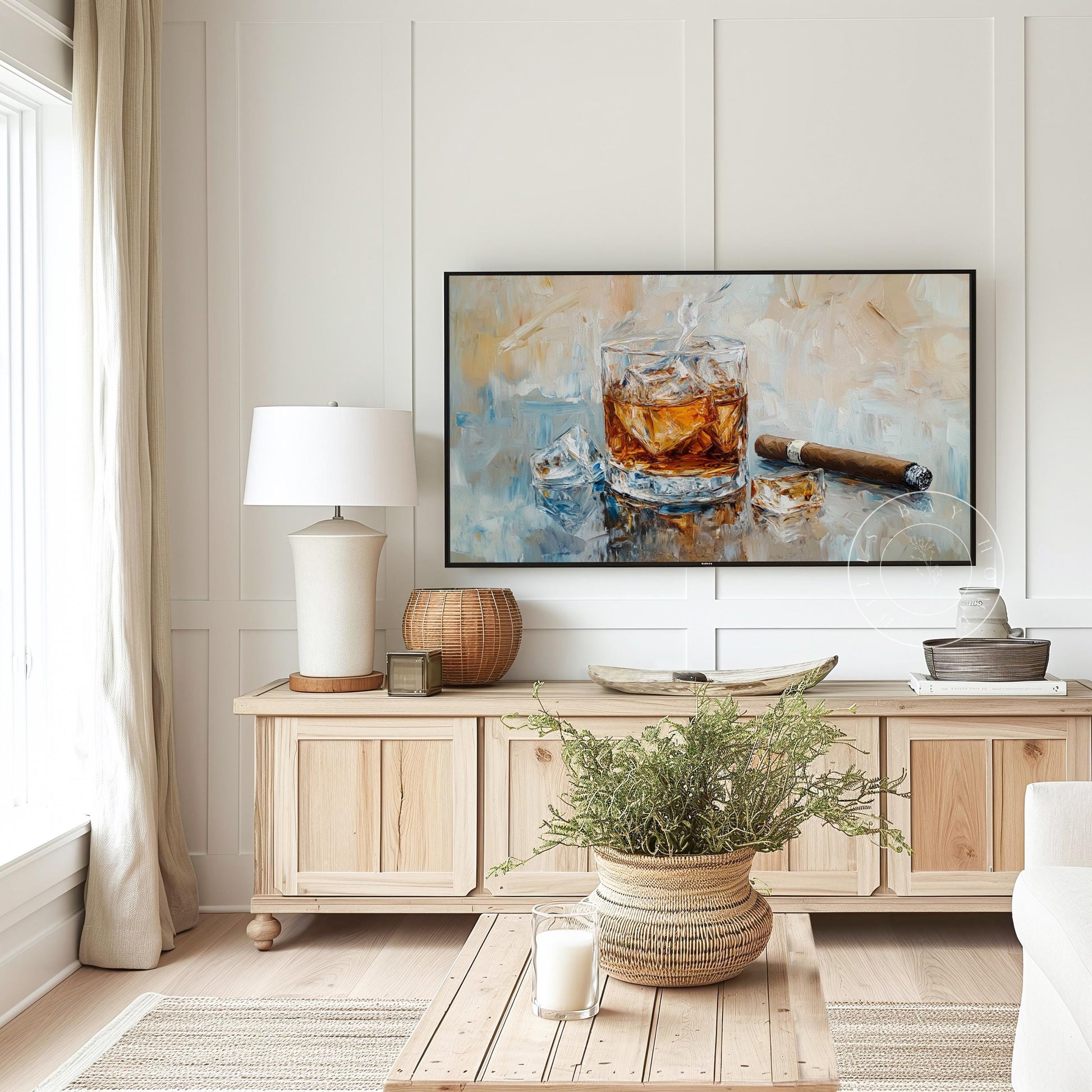 Bourbon and Cigar Tv Art, Digital Download Art for Frame Tv, Spring Tv Art, Floral Tv Art, Oil Painting Frame Tv Art, Bar Art